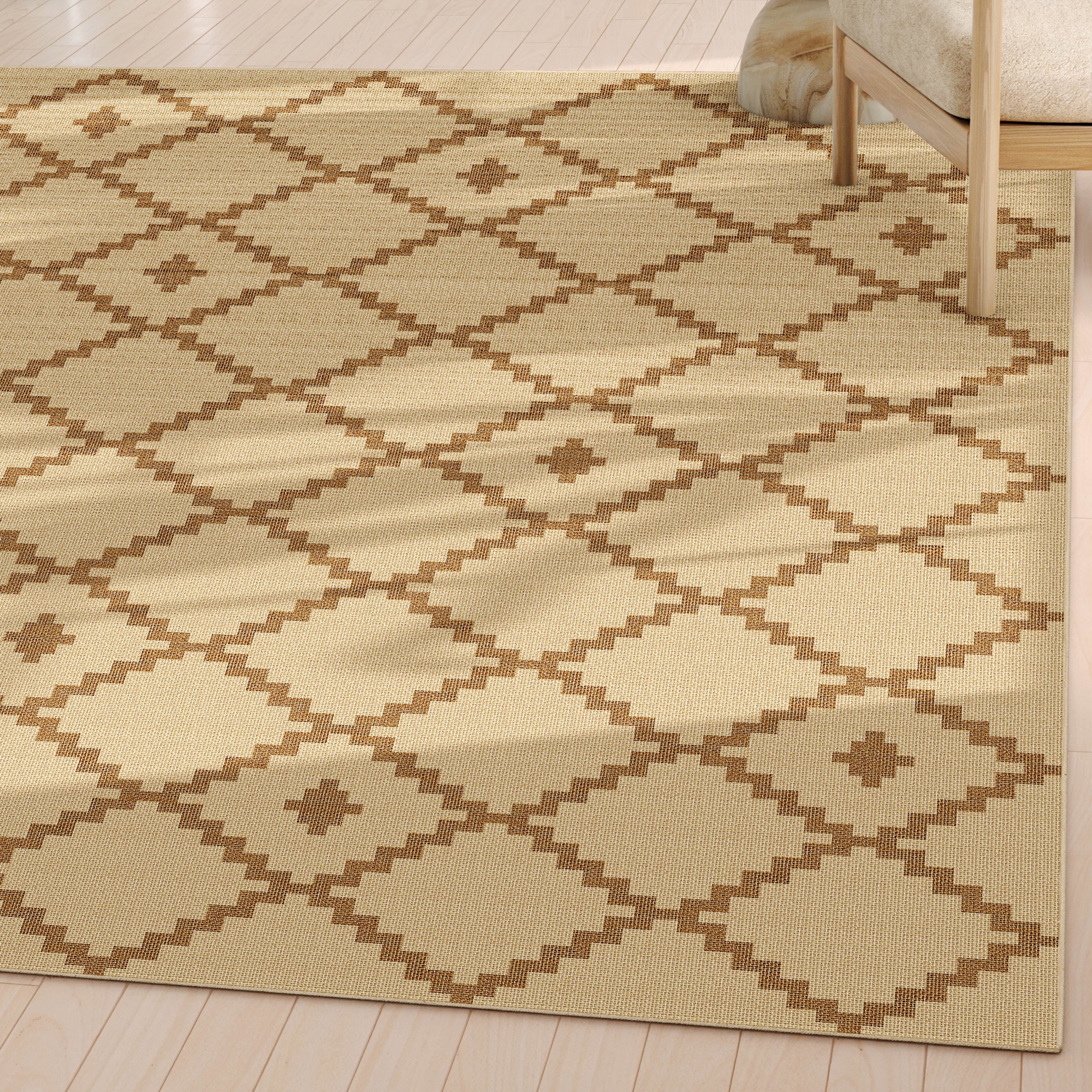 Well-Jute Akita Moroccan Lattice Flatweave Rug