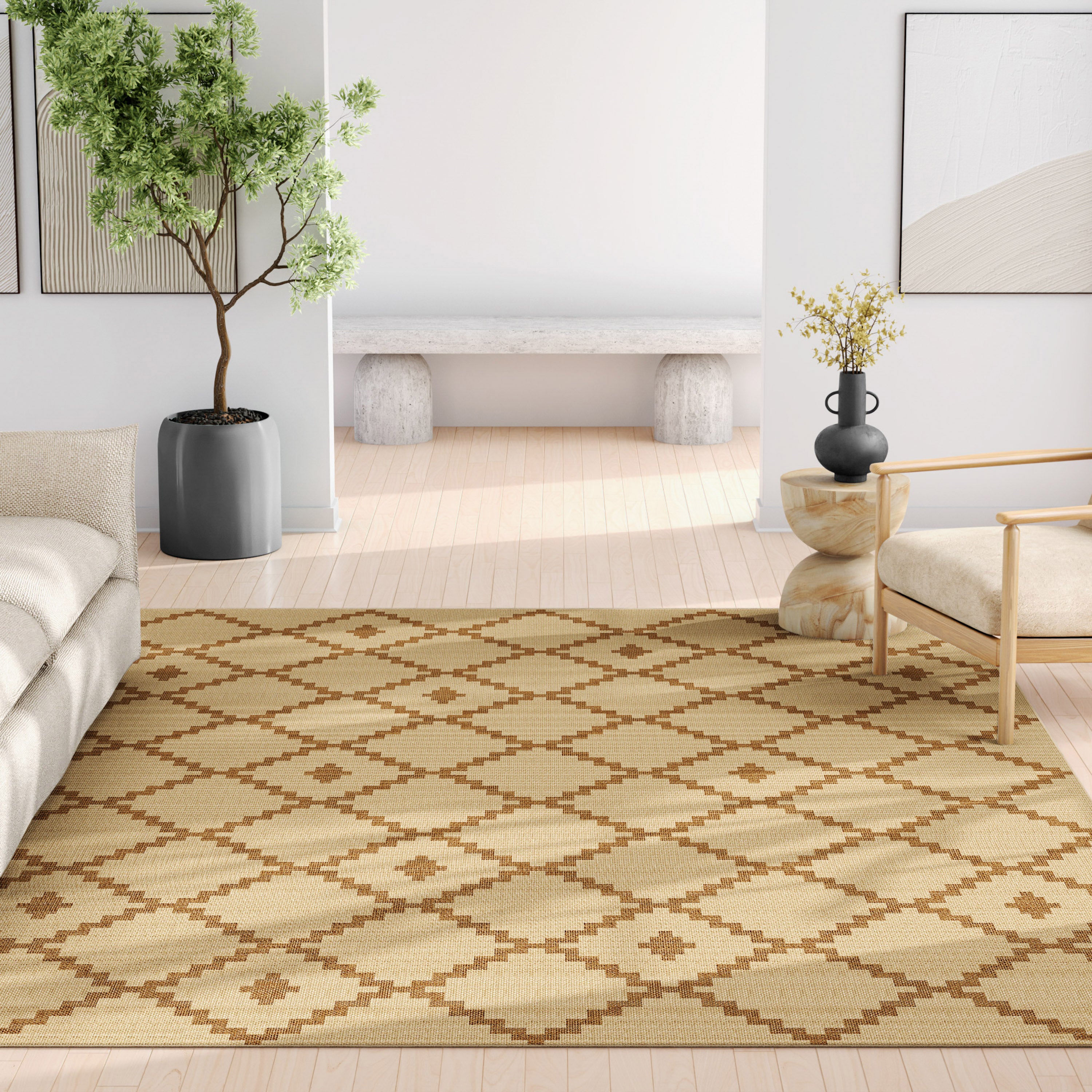 Well-Jute Akita Moroccan Lattice Flatweave Rug