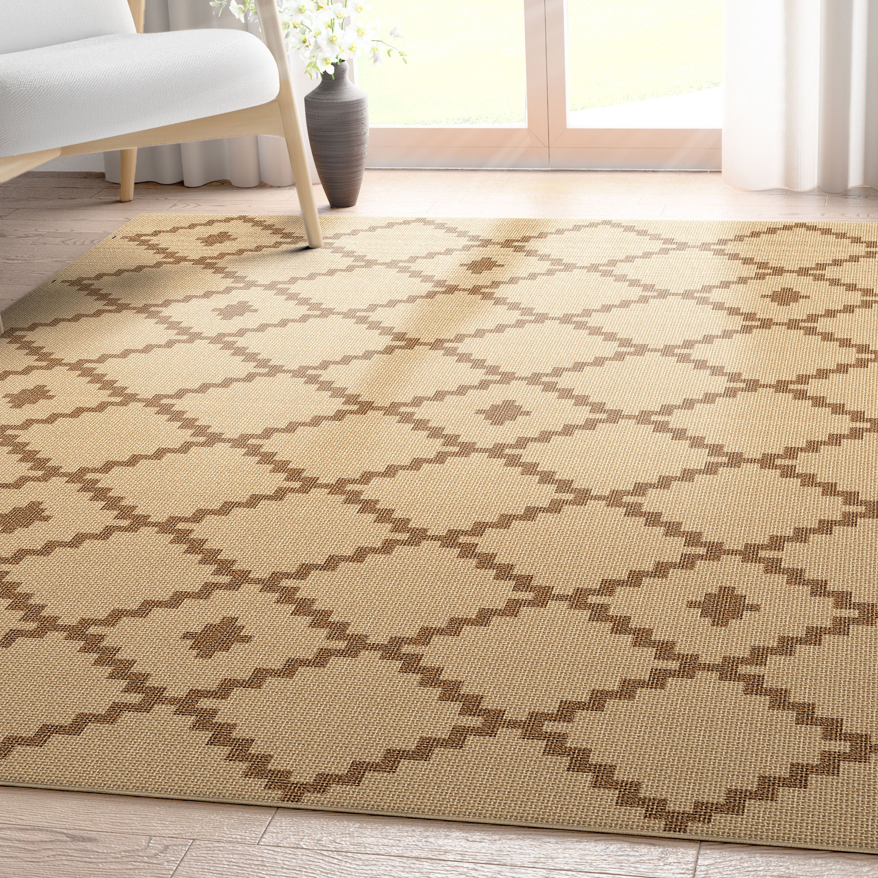 Well-Jute Akita Moroccan Lattice Flatweave Rug