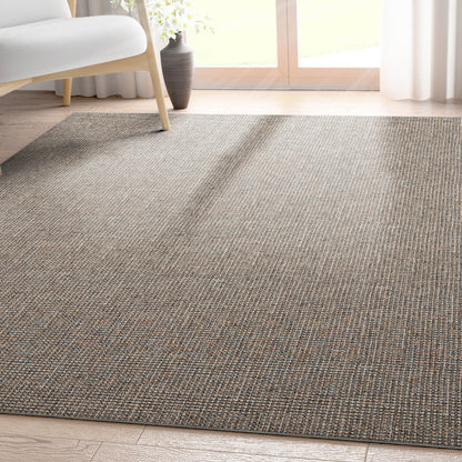 Well-Jute Airedale Farmohouse Solid & Striped Grey Flatweave 5' x 7' Rug