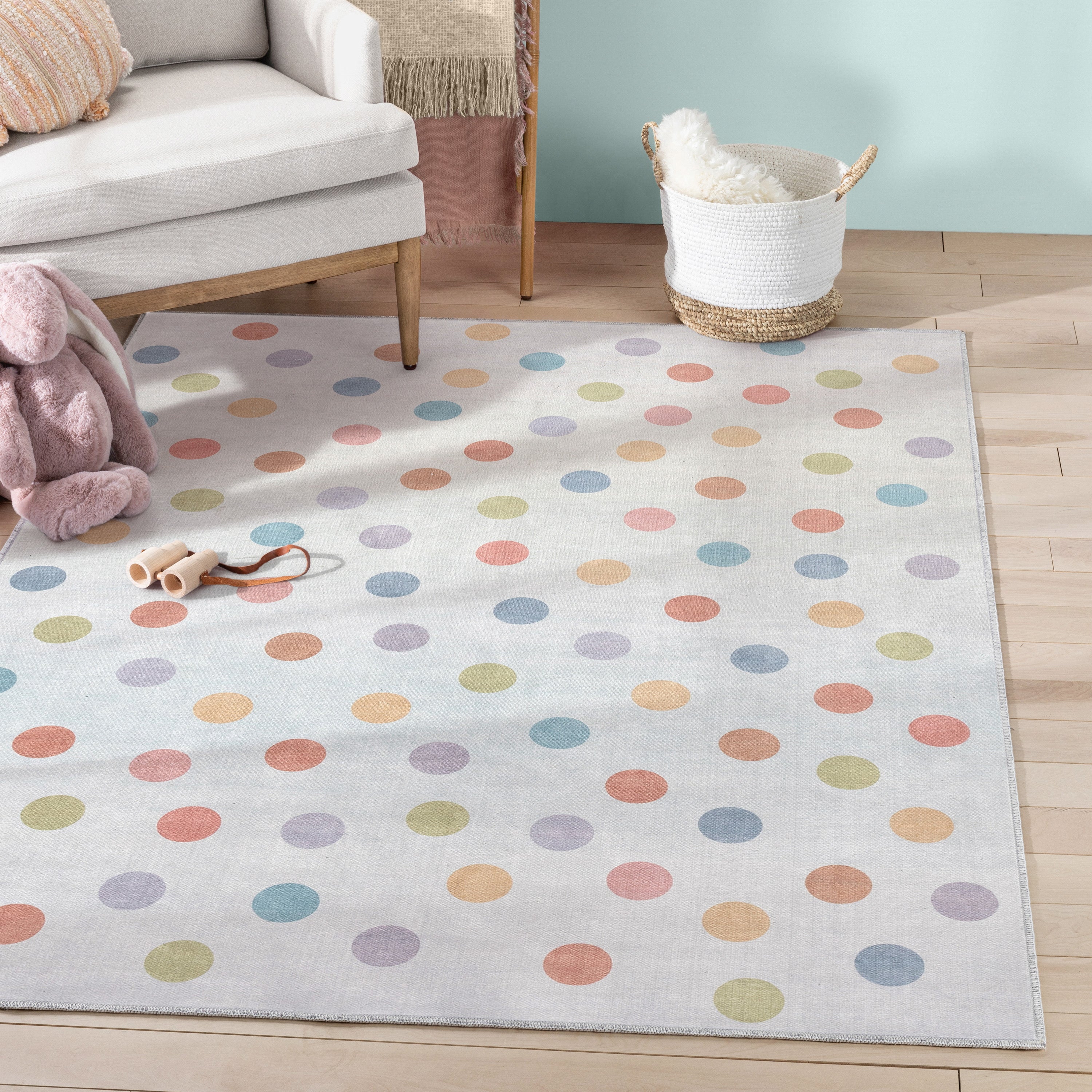 Multi Dot Modern Multi Color Area Flat-Weave Rug