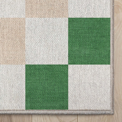 Squares Modern Multi Color Checkered Flat-Weave Kids Rug