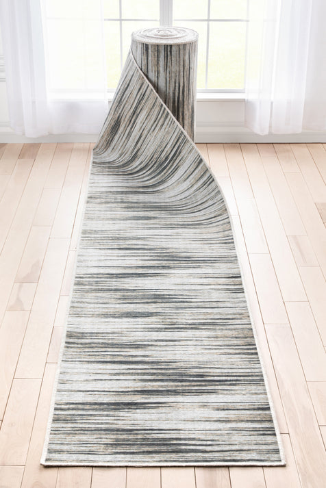 Custom Size Runner Modern Abstract Print Ivory Brown Choose Your Width x Choose Your Length Hallway Runner Rug