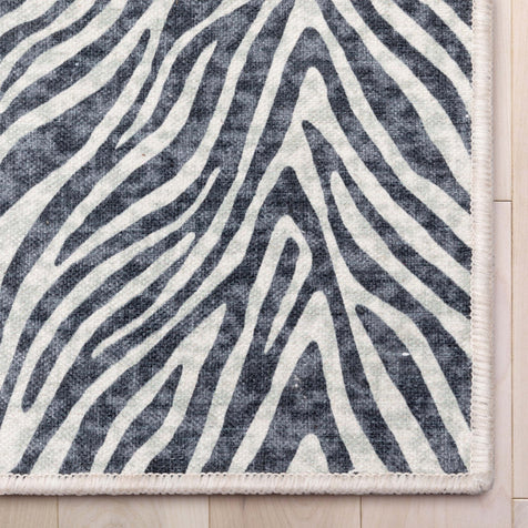 Custom Size Runner Modern Zebra Print Grey Choose Your Width x Choose Your Length Hallway Runner Rug