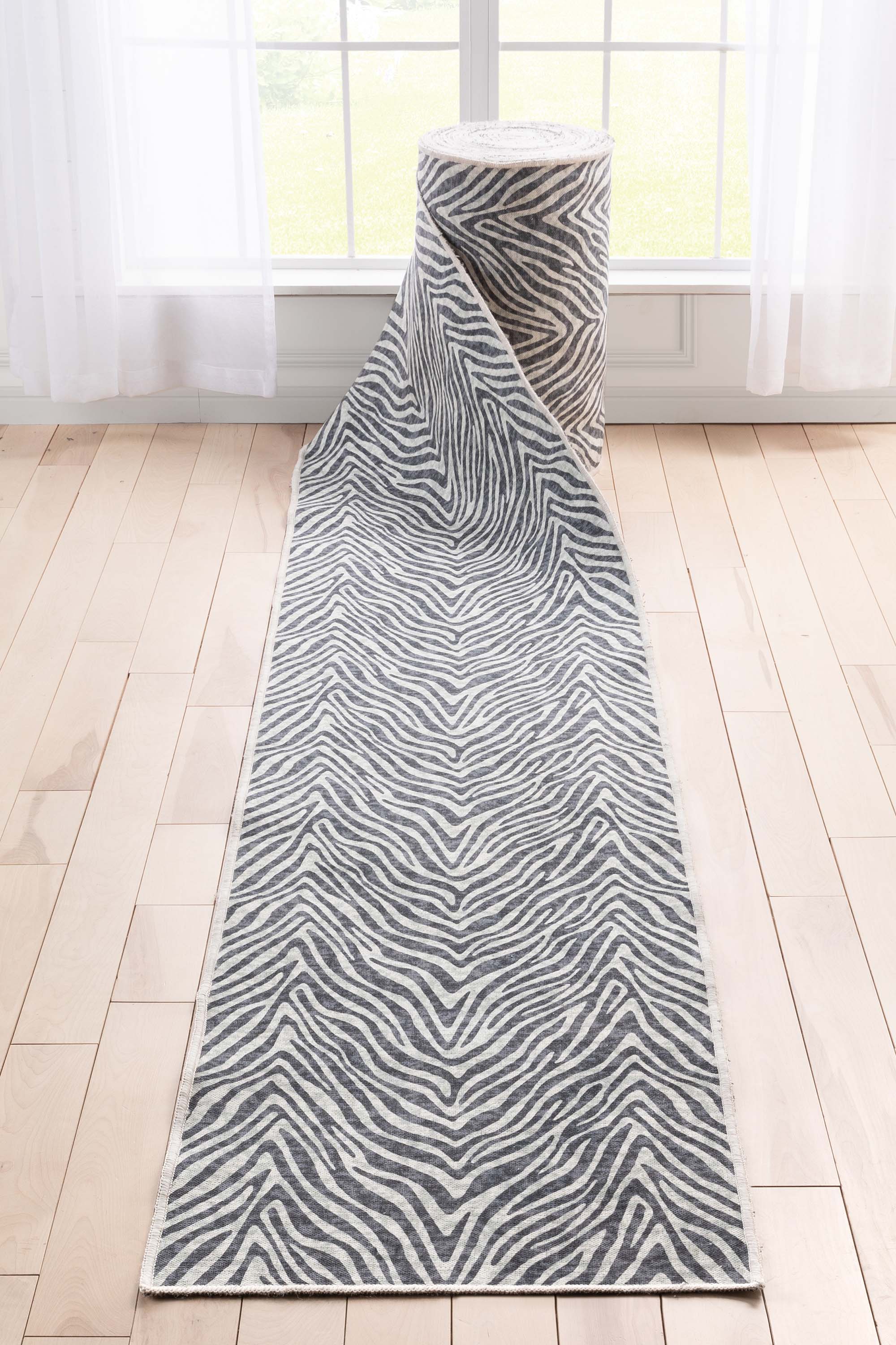 Custom Size Runner Modern Zebra Print Grey Choose Your Width x Choose Your Length Hallway Runner Rug