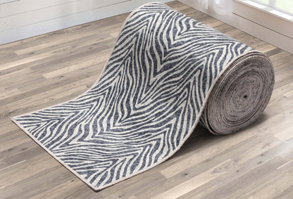 Custom Size Runner Modern Zebra Print Grey Choose Your Width x Choose Your Length Hallway Runner Rug