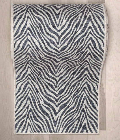 Custom Size Runner Modern Zebra Print Grey Choose Your Width x Choose Your Length Hallway Runner Rug