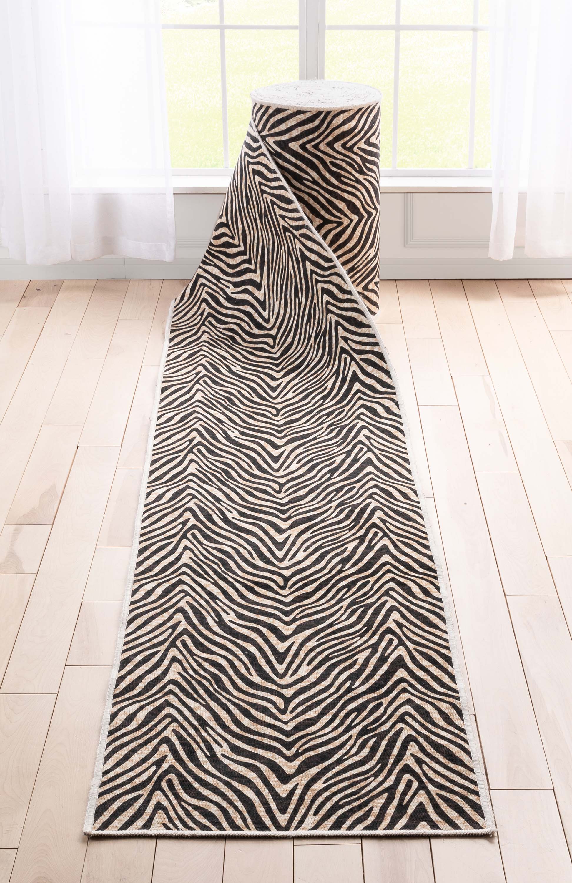 Custom Size Runner Modern Zebra Print Brown Choose Your Width x Choose Your Length Hallway Runner Rug