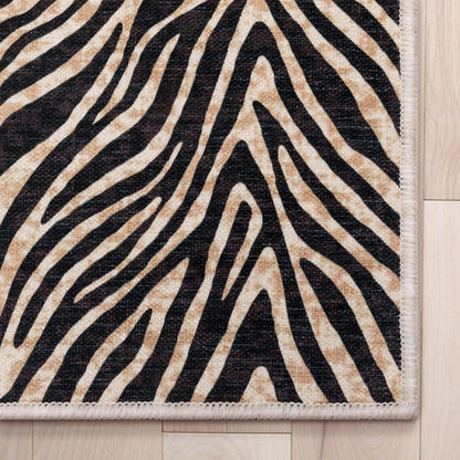 Custom Size Runner Modern Zebra Print Brown Choose Your Width x Choose Your Length Hallway Runner Rug