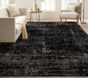 Thiva Vintage Oriental Floral Pattern Black Rug