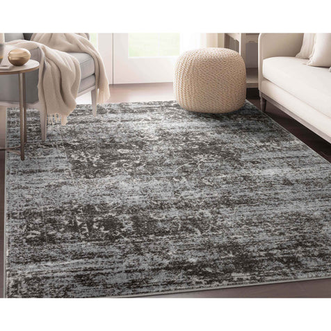 Thiva Vintage Oriental Floral Pattern Grey Rug