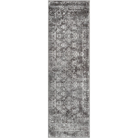 Thiva Vintage Oriental Floral Pattern Grey Rug