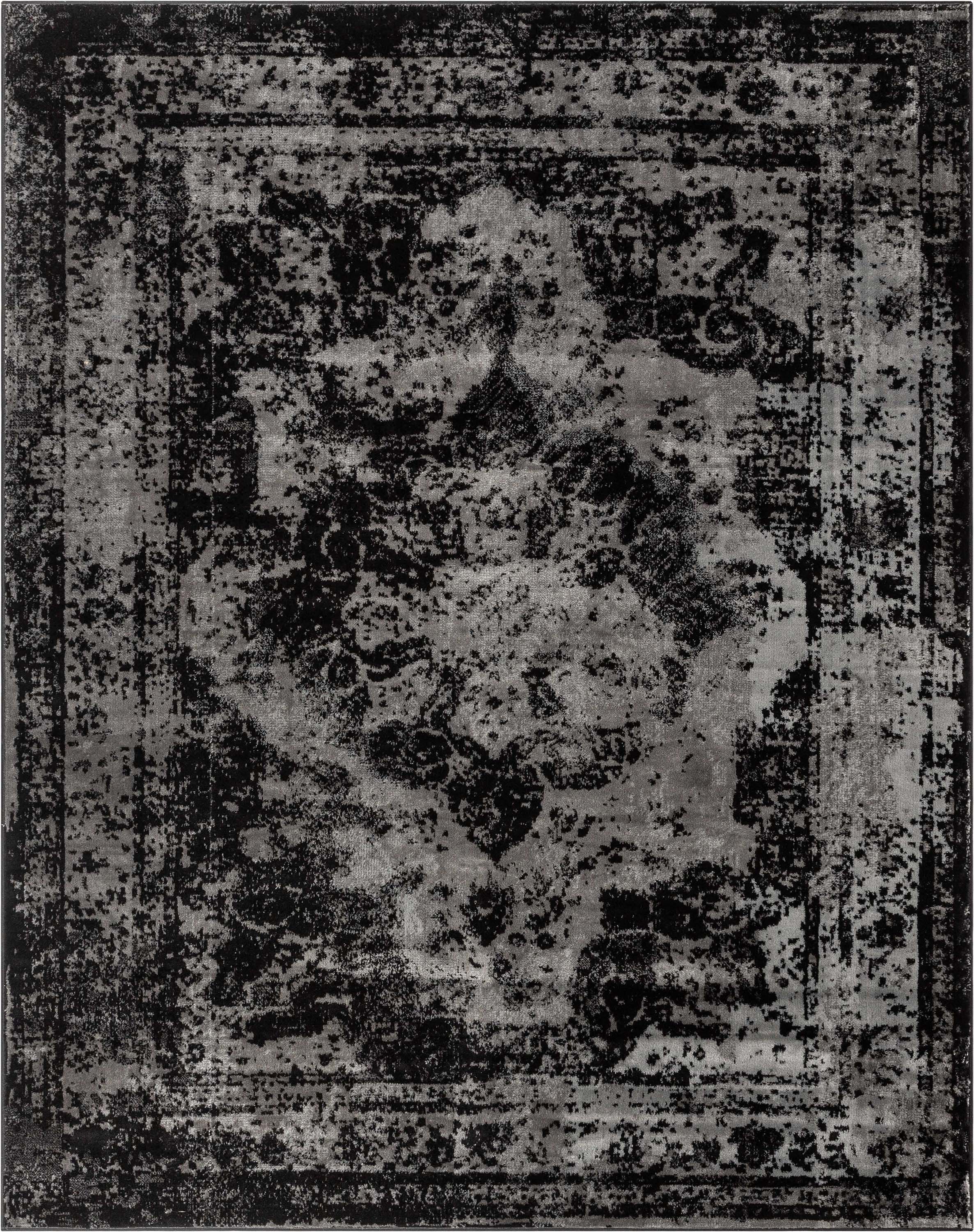 Patras Vintage Oriental Medallion Black Rug