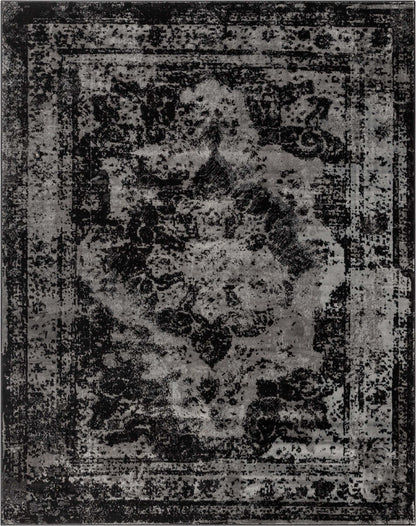 Patras Vintage Oriental Medallion Black Rug