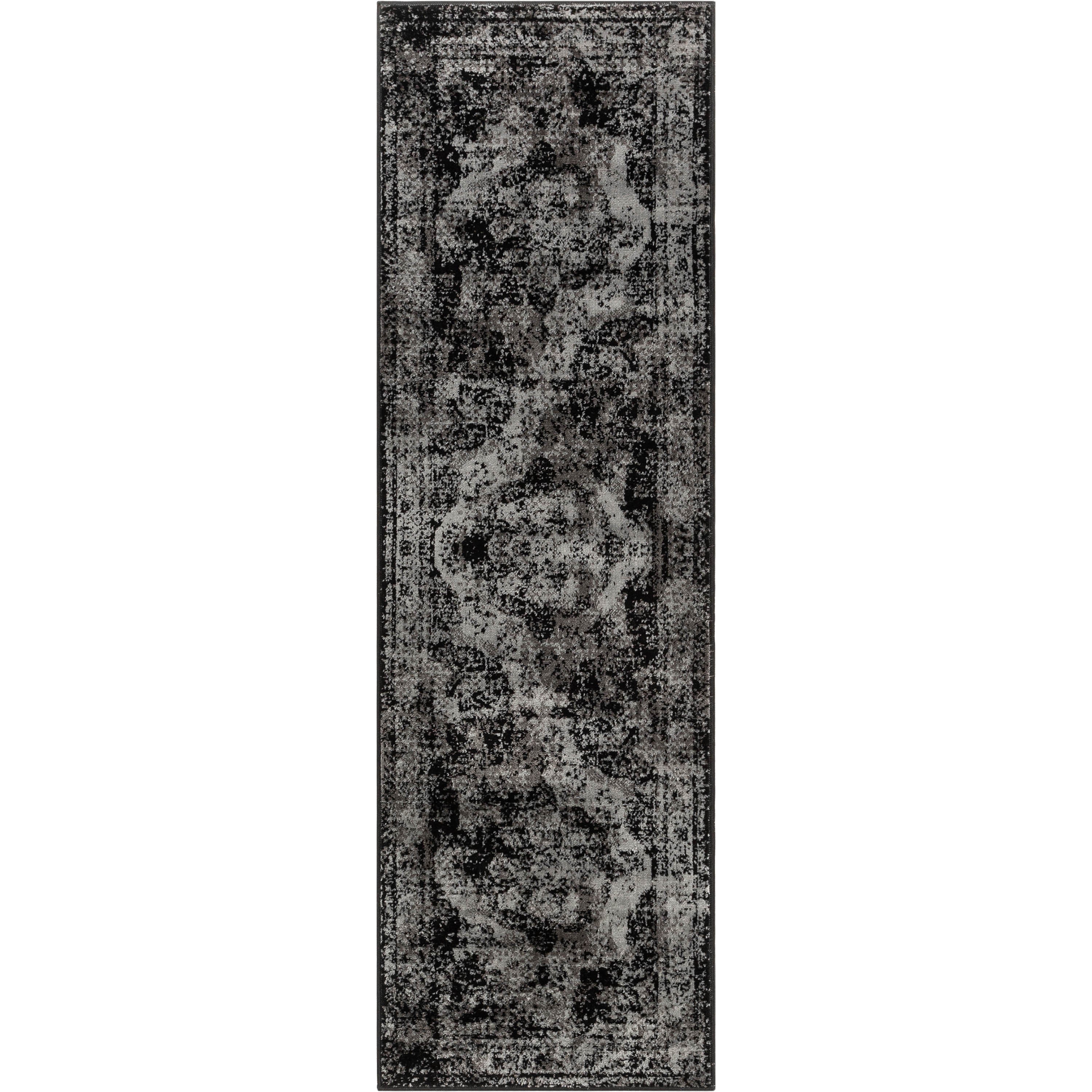 Patras Vintage Oriental Medallion Black Rug