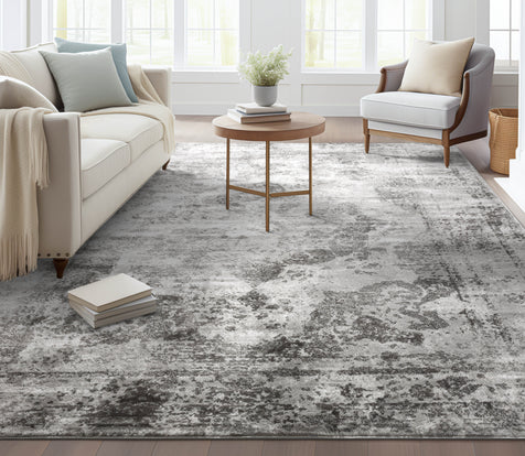 Patras Vintage Oriental Medallion Grey Rug