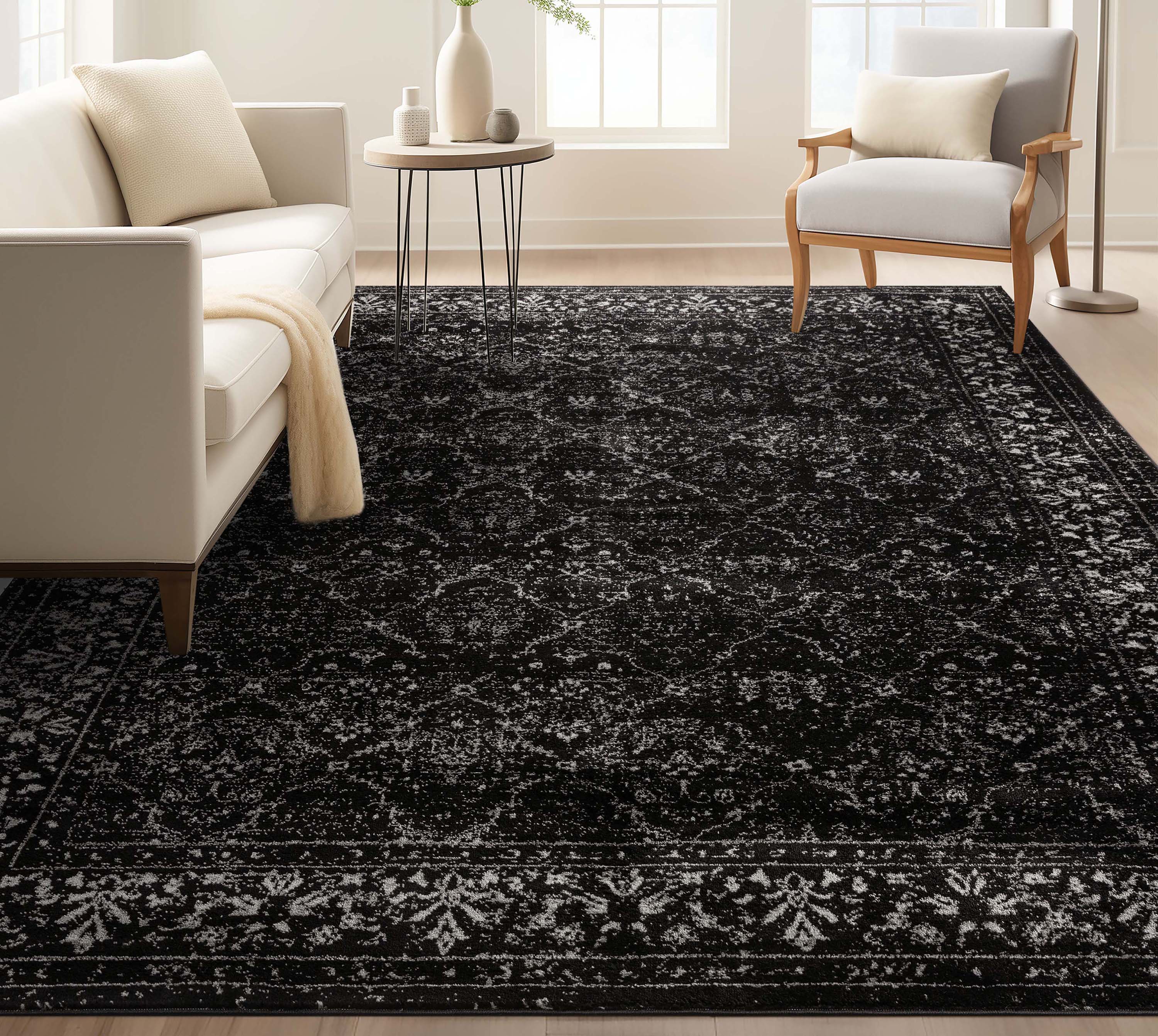 Argos Modern Vintage Lattice Black Rug