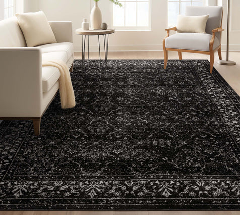 Argos Modern Vintage Lattice Black Rug