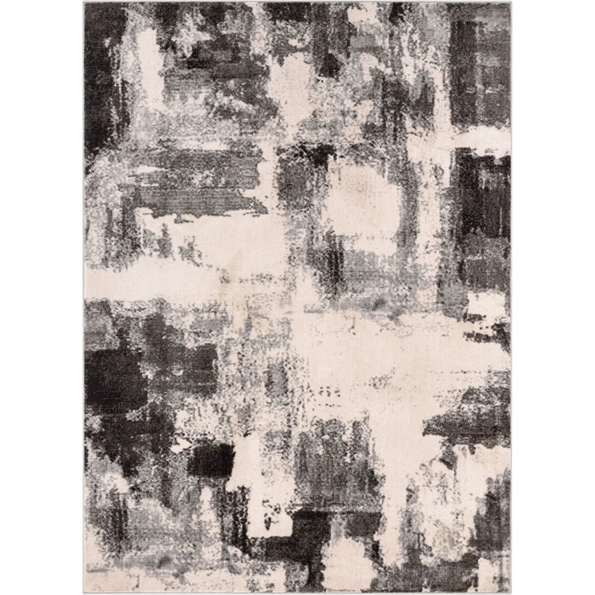 Kalia Modern Abstract Grey Black Rug Well Woven