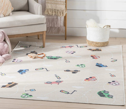 Traffic Modern Beige Kids Flat-Weave Rug Well Woven