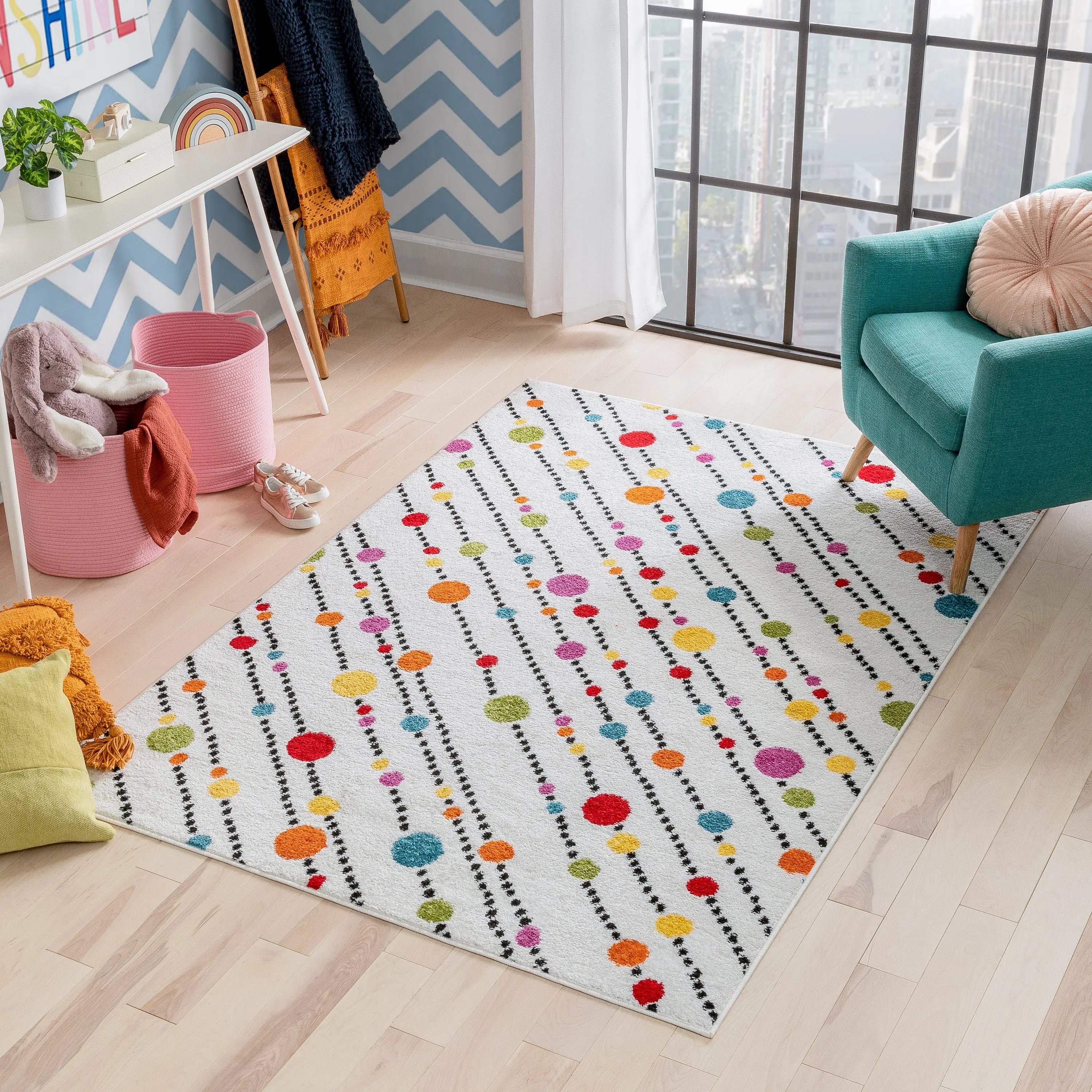 Starbright Dandy Dots And Stripes White Rug Well Woven