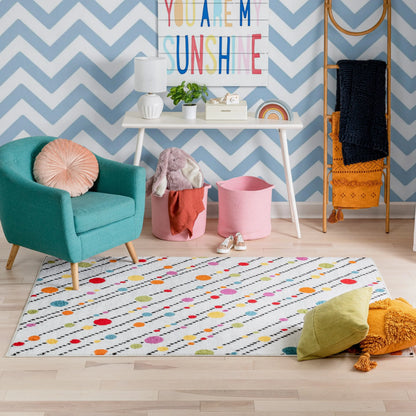 Starbright Dandy Dots And Stripes White Rug Well Woven