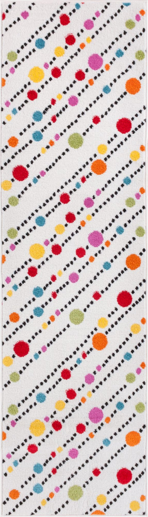 Starbright Dandy Dots And Stripes White Rug