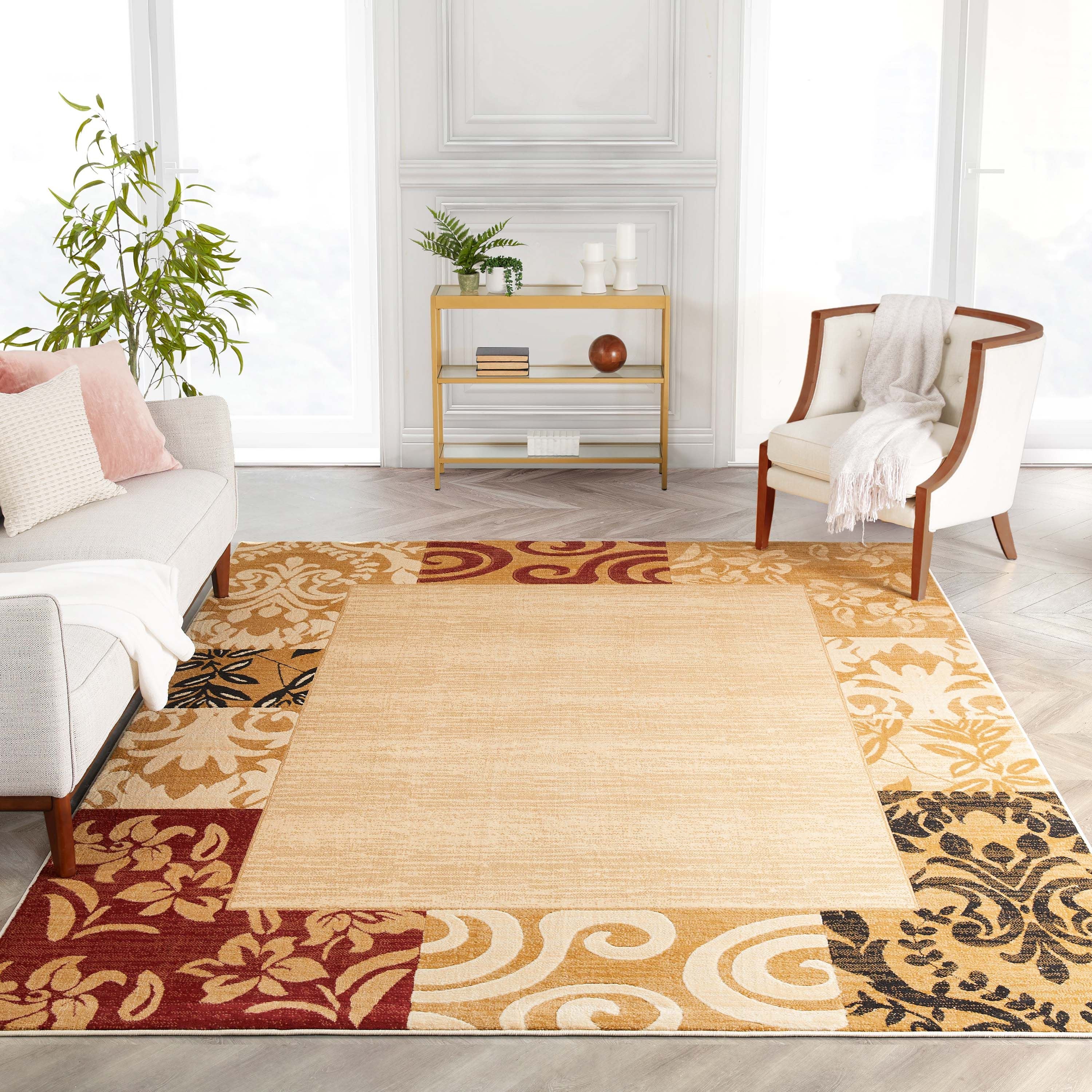 Damask Ivory Transitional Rug