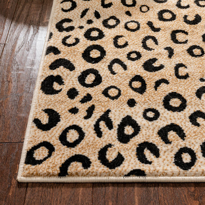 Leopard Brown Black Animal Print Rug