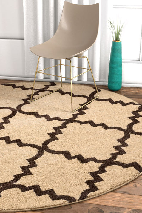 Lulu's Lattice Ivory Modern 5'3" Round Rug