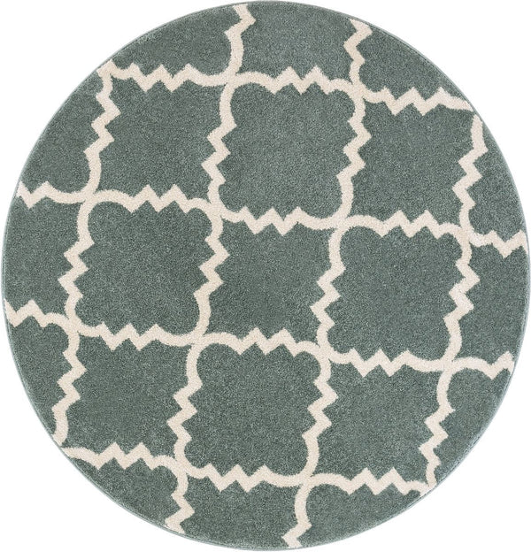 Lulu's Lattice Light Blue Modern 5'3" Round Rug