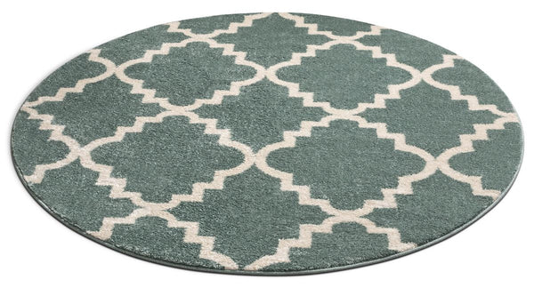 Lulu's Lattice Light Blue Modern 5'3" Round Rug