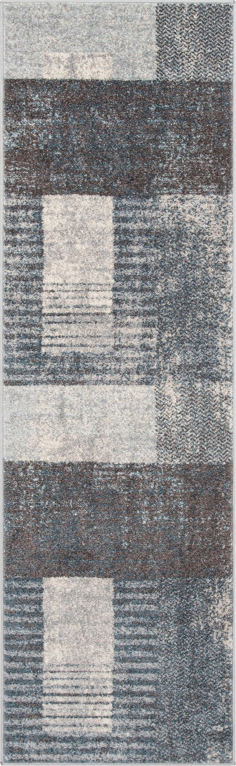 Laken Geometric Distressed Grey Rug