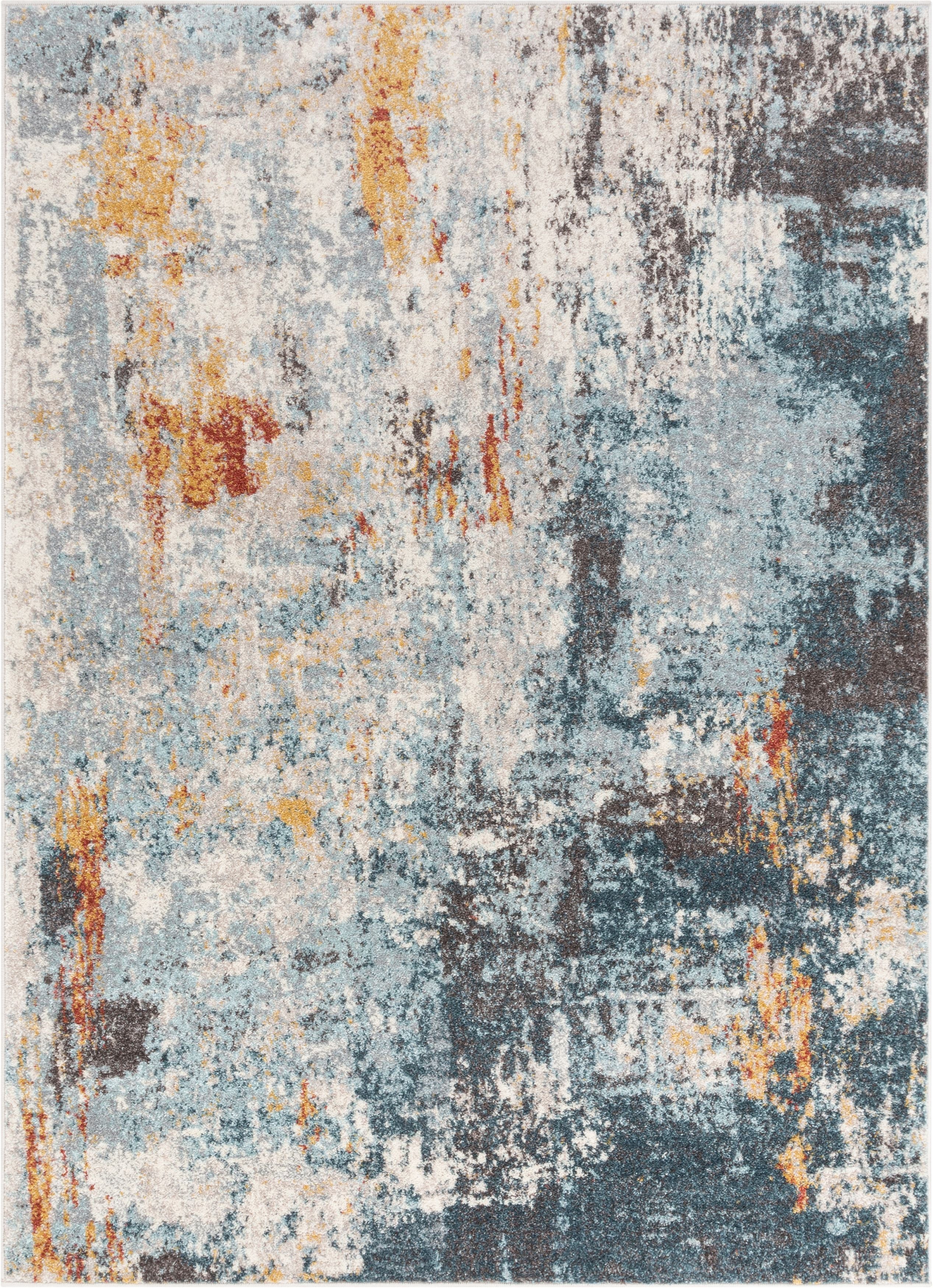 Nadine Abstract Vintage Distressed Blue Rug