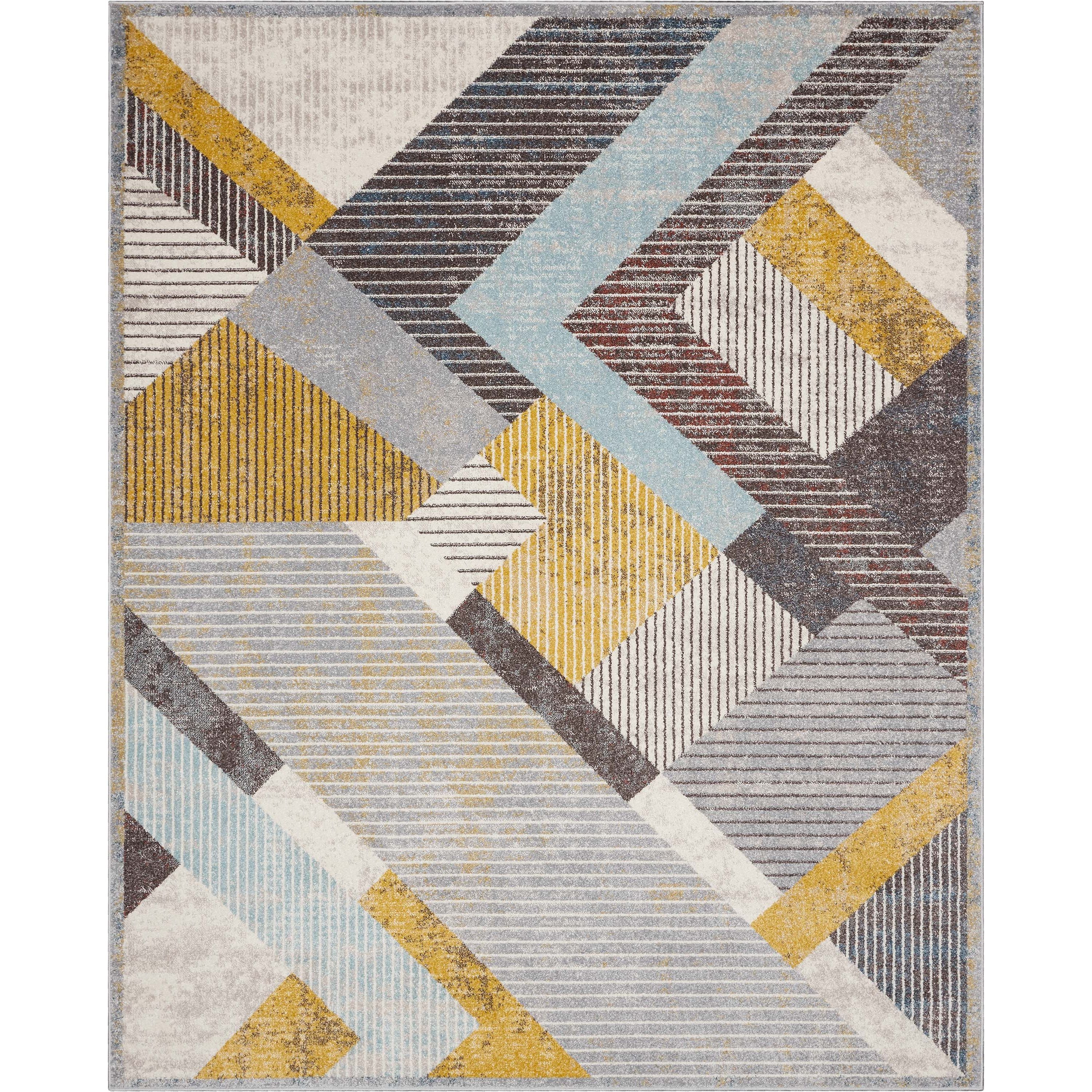 Jacey Geometric Distressed Grey Rug