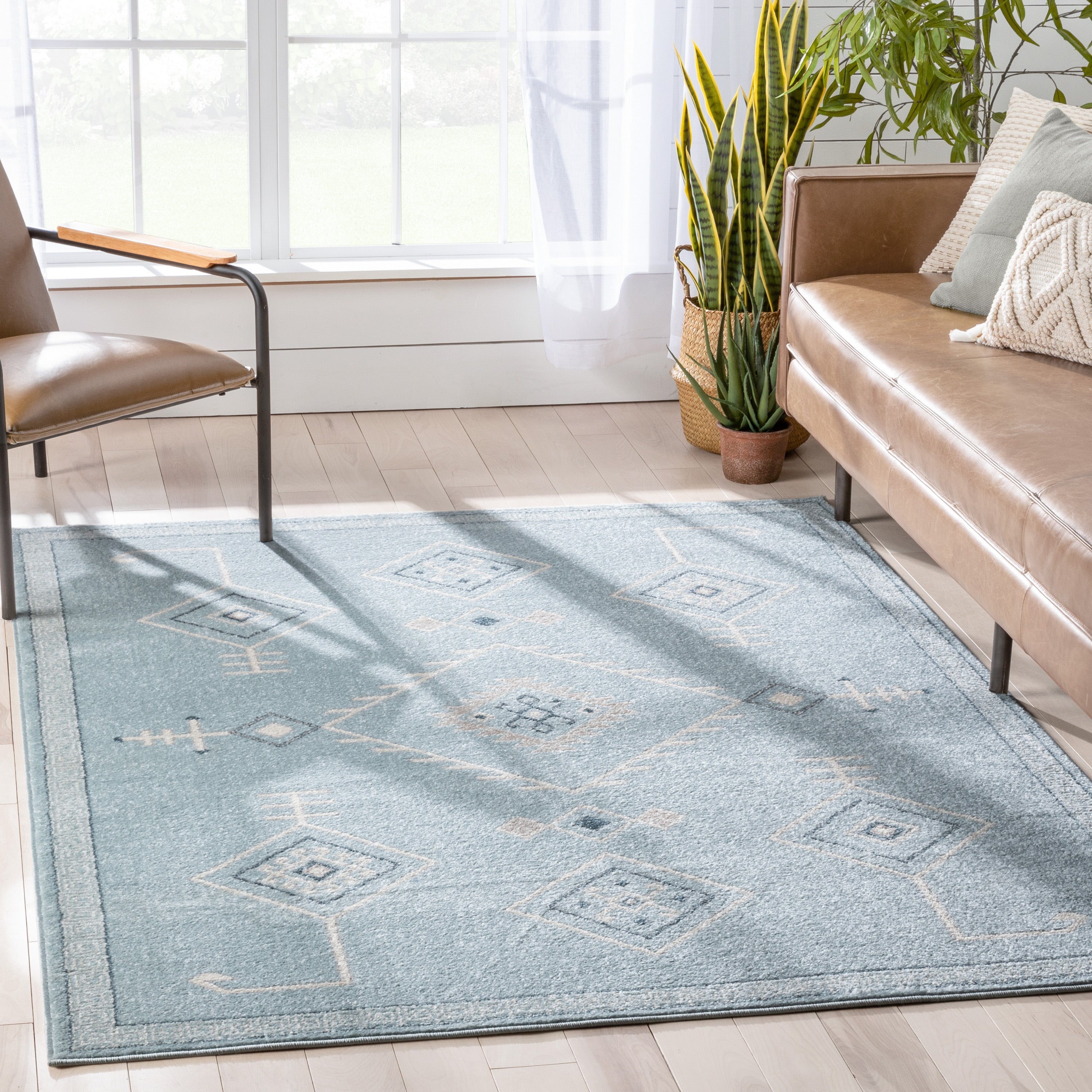 Azra Tribal Medallion Light Blue Rug