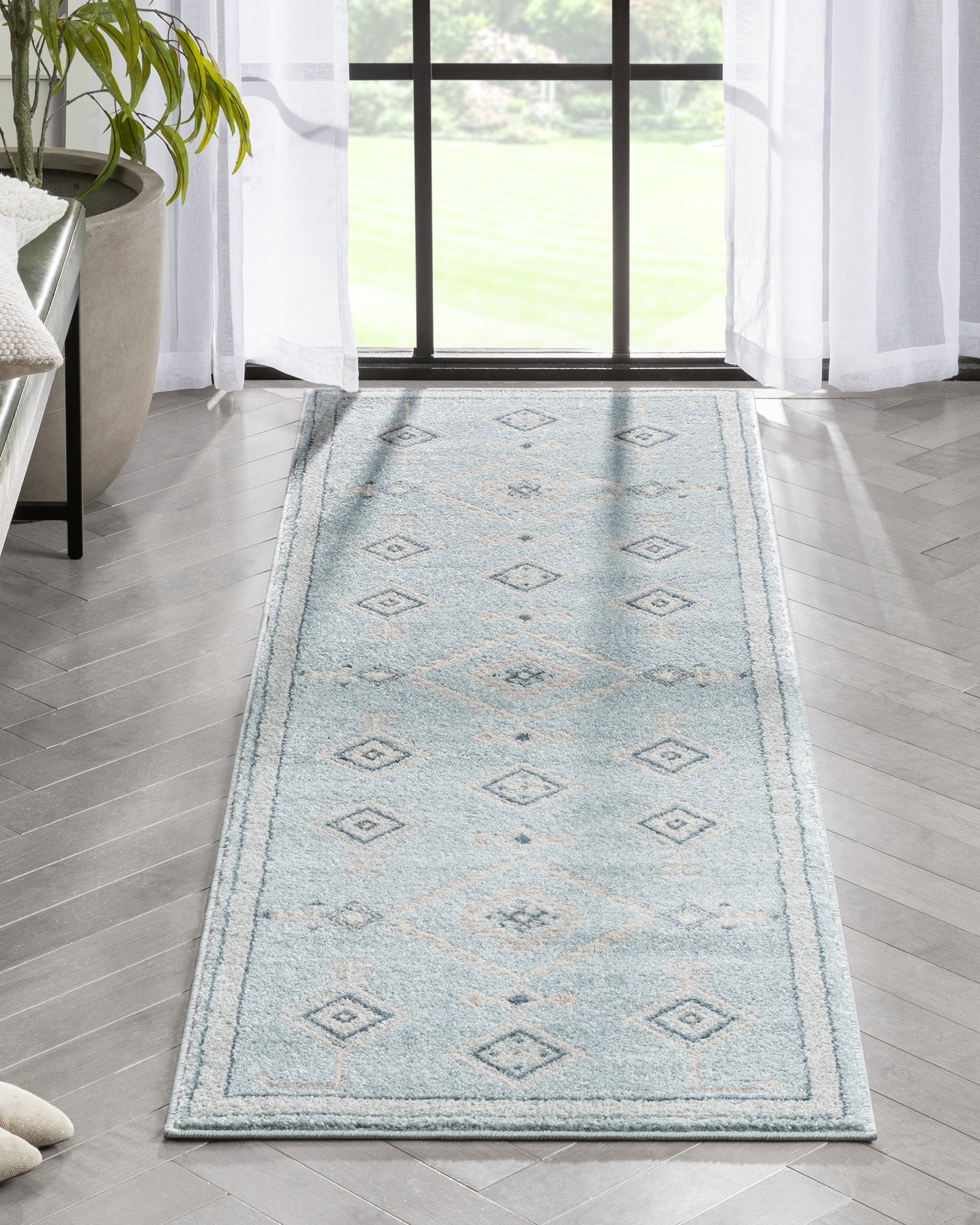 Azra Tribal Medallion Light Blue Rug