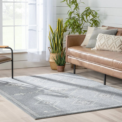 Azra Tribal Medallion Grey Rug Well Woven
