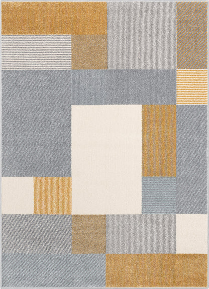 Wilma Modern Geometric Yellow Grey Rug