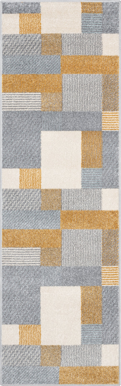 Wilma Modern Geometric Yellow Grey Rug