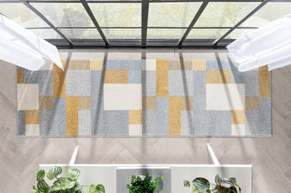 Wilma Modern Geometric Yellow Grey Rug Well Woven