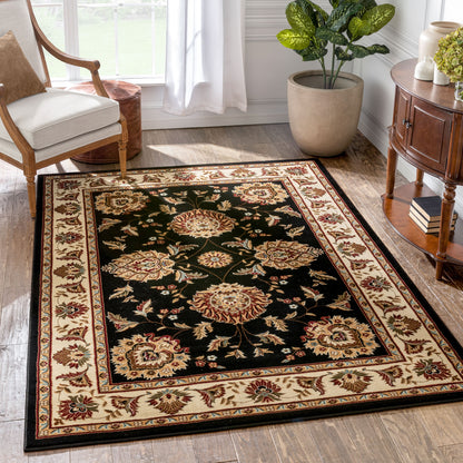 Abbasi Black Traditional Rug