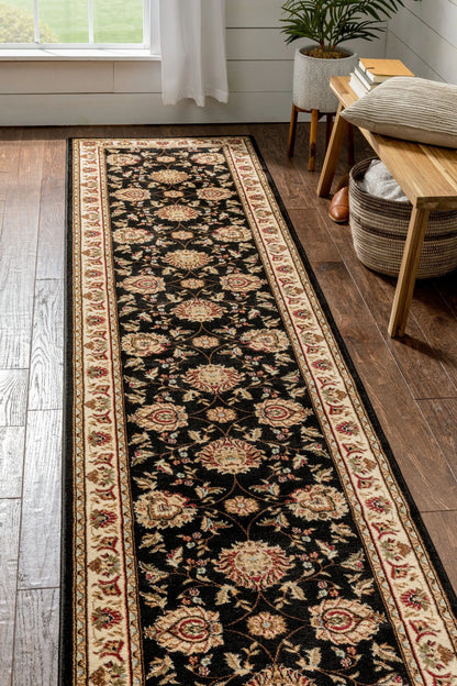 Abbasi Black Traditional Rug Well Woven