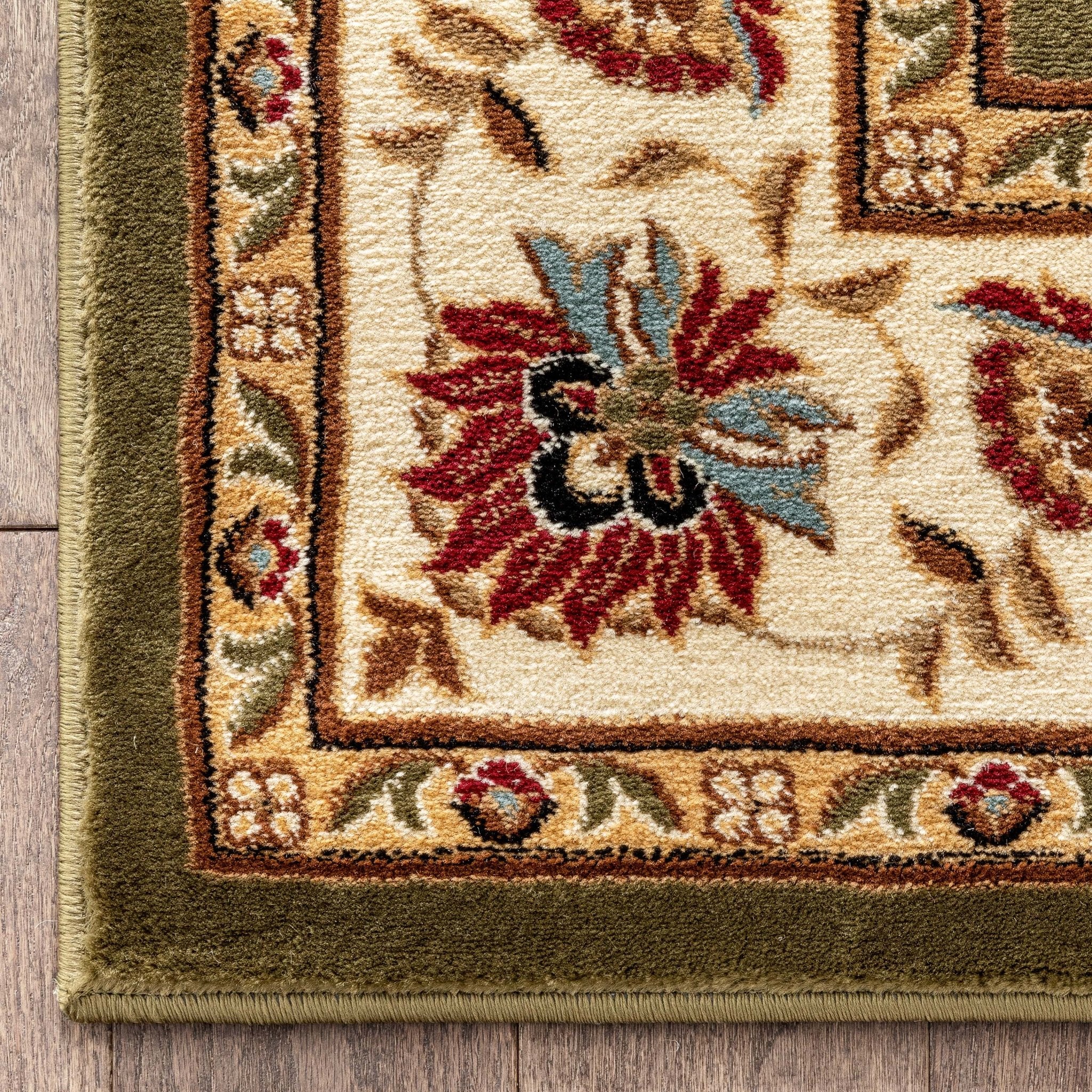 Abbasi Green Traditional Rug Well Woven
