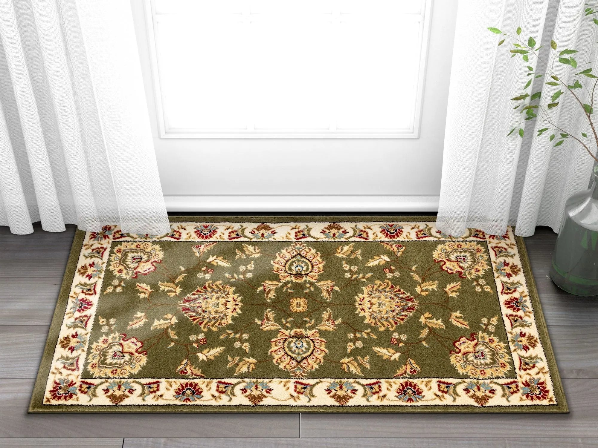 Abbasi Green Traditional Rug Well Woven