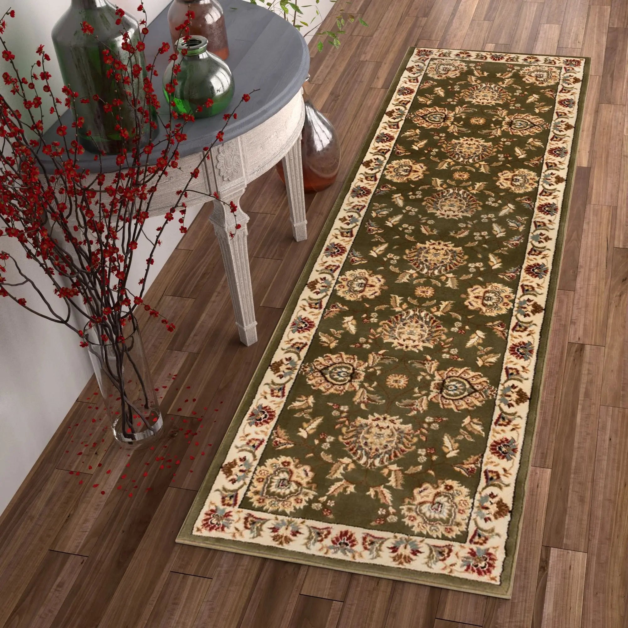 Abbasi Green Traditional Rug Well Woven