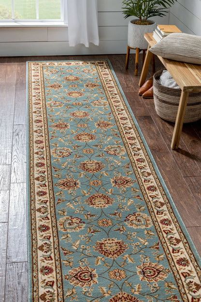 Abbasi Light Blue Traditional Rug Well Woven
