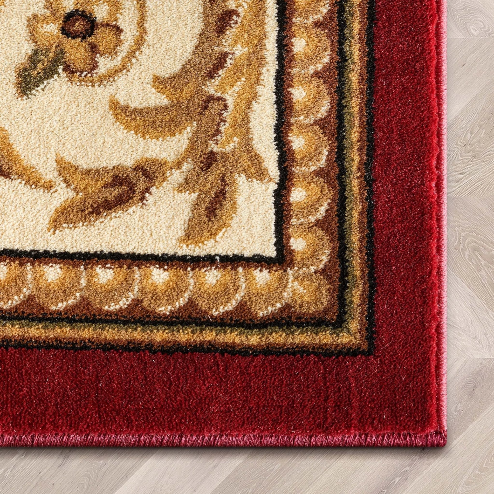 Fleur De Lis Red Formal Rug Well Woven