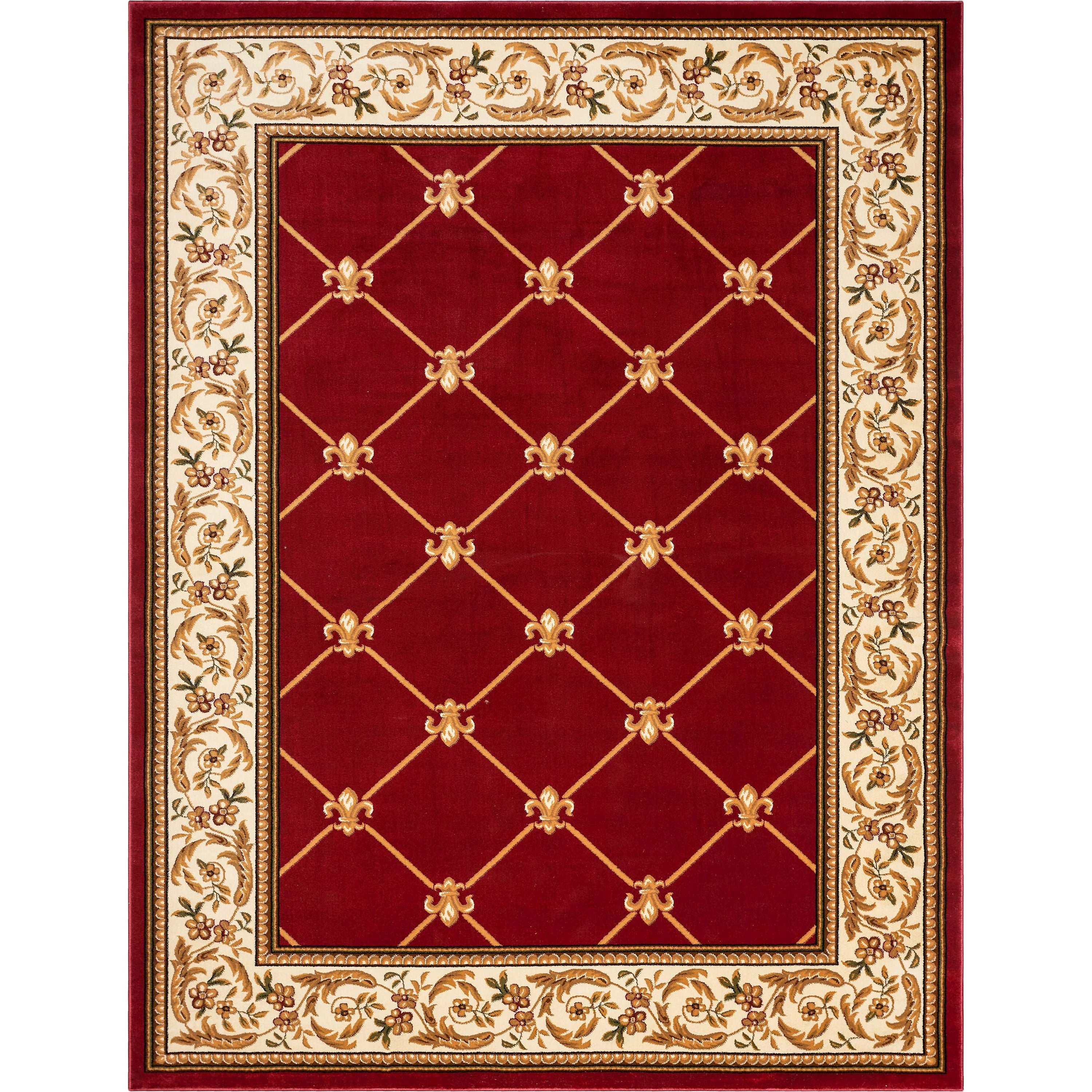 Fleur De Lis Red Formal Rug