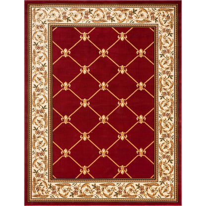 Fleur De Lis Red Formal Rug